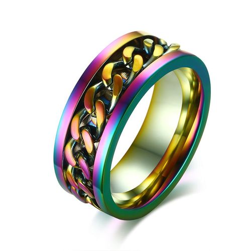 Vnox Spinner ¿ Bague En Chaîne Noire Pour Homme, Punk, Titane, Acier, Métal, Bijoux Pour Doigt, Alliance Masculine