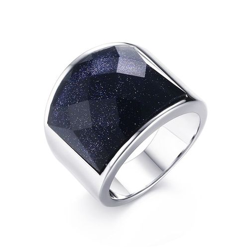 Vnox Bijoux Hommes En Acier Inoxydable Bleu Ciel Pierre Cut Bague Grand Charme De Mariage Band Us Taille