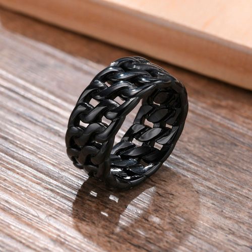 Vnox-Bague Vintage En Acier Inoxydable Pour Homme, Bague De Doigt Rétro, Bague Creuse En Métal Noir, Bague Punk Cubaine Pour Touristes, 10mm