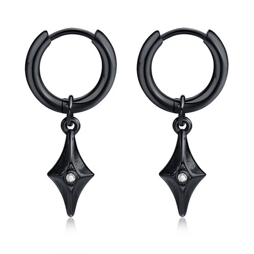 Vnox ¿ Boucles D'oreilles En Losange Pour Hommes, Pendentif Géométrique En Acier Inoxydable De Couleur Argent Noir, Bijoux D'oreille Punk Rock