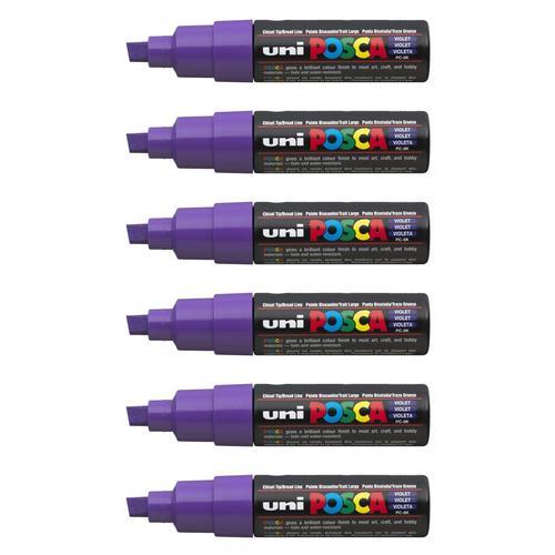 Posca Lot De 6 Marqueurs Pointe Large Biseautée Posca Pc8k 8mm Violet