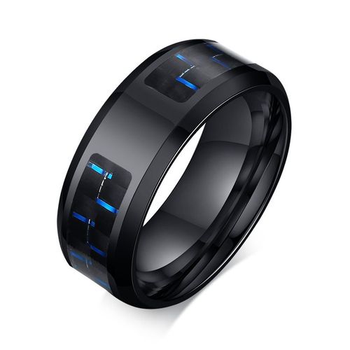 Vnox ¿ Bague Dragon Loup Gravée Au Laser Pour Hommes, Anneau Noir En Acier Inoxydable Avec Fiber De Carbone, Bijoux Cadeaux Personnalisés, 8mm