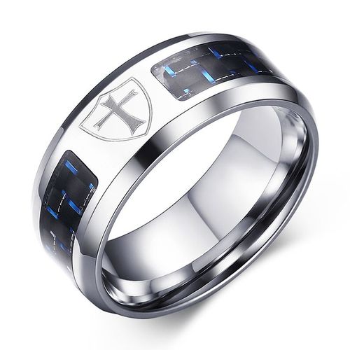 Vnox ¿ Bague Dragon Loup Gravée Au Laser Pour Hommes, Anneau Noir En Acier Inoxydable Avec Fiber De Carbone, Bijoux Cadeaux Personnalisés, 8mm
