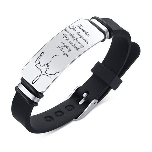 Vnox-Bracelet En Acier Inoxydable Noir Personnalisé Pour Homme, Bracelets Larges Pour Homme, Bracelet Gouvernail En Silicone Souple, Cadeau Pour Papa Et Mari