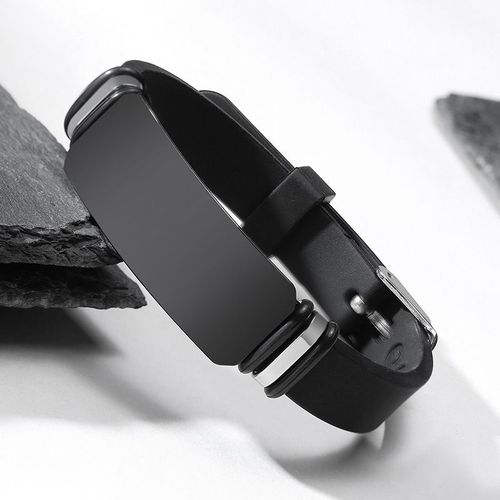 Vnox-Bracelet En Acier Inoxydable Noir Personnalisé Pour Homme, Bracelets Larges Pour Homme, Bracelet Gouvernail En Silicone Souple, Cadeau Pour Papa Et Mari