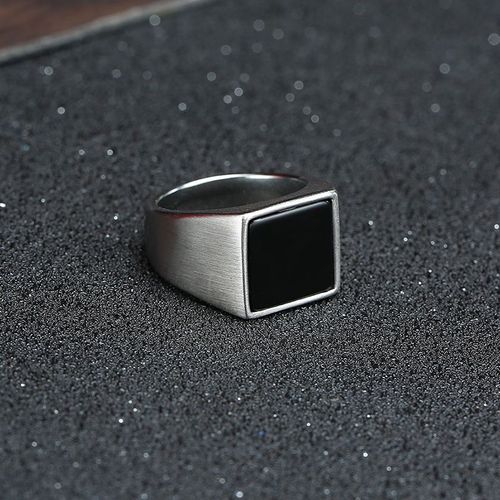 Vnox-Oral Alières Gothiques En Acier Inoxydable Pour Hommes, Punk, Pierre Noire, Bague Pinky, Document Doré, Gros Bijoux Fraternels Pour Adolescents, Garçons