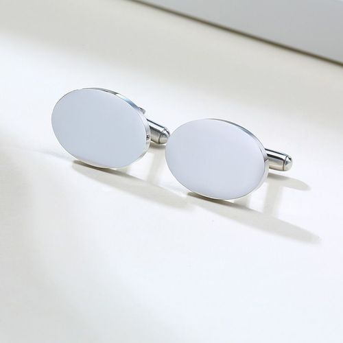 Vnox-Lèvent De Manchette Ovales Personnalisés Pour Hommes, Acier Inoxydable Brillant, Boutons De Manchette En Métal, Cadeau Personnalisé Pour Papa Et Mari, 2 Pièces