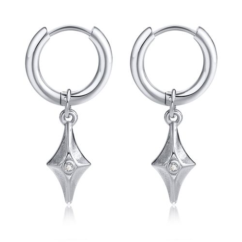 Vnox ¿ Boucles D'oreilles En Losange Pour Hommes, Pendentif Géométrique En Acier Inoxydable De Couleur Argent Noir, Bijoux D'oreille Punk Rock