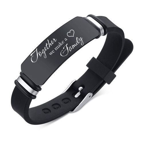 Vnox-Bracelet En Acier Inoxydable Noir Personnalisé Pour Homme, Bracelets Larges Pour Homme, Bracelet Gouvernail En Silicone Souple, Cadeau Pour Papa Et Mari