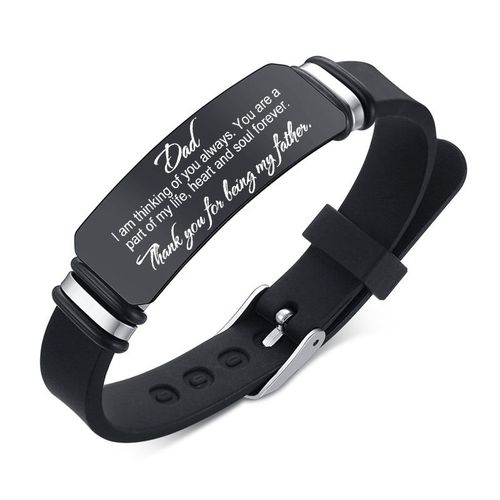 Vnox-Bracelet En Acier Inoxydable Noir Personnalisé Pour Homme, Bracelets Larges Pour Homme, Bracelet Gouvernail En Silicone Souple, Cadeau Pour Papa Et Mari