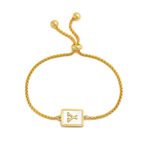 Vnox ¿ Bracelets Initiales Pour Femmes, Bracelets À Chaîne Ajustable En Acier Inoxydable De Couleur Or, 26 Lettres De L'alphabet, A-Z
