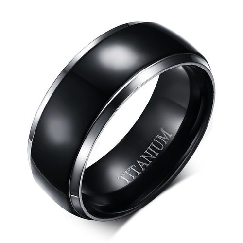 Vnox ¿ Bague Noire 8mm Aum Om Pour Homme, Titane Décontracté, Accessoires Masculins Simples, Bijoux Religieux