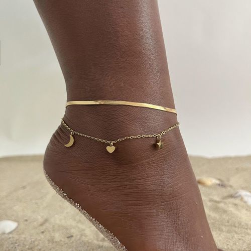 Vnox-Bracelets De Cheville Superposés Pour Femmes, Perles En Acier Inoxydable Pour Document Doré, Gourmette De Salle, Accessoire De Vacances D'été Empilable