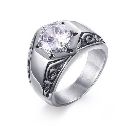 Vnox ¿ Bague Décontractée Pour Hommes, Anneau Rouge En Pierre Cz, Top Carré En Acier Inoxydable, Couleur Or, Alliance Masculine Quotidienne, Taille De Bijoux