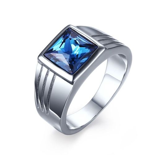 Vnox ¿ Bague Décontractée Pour Hommes, Anneau Rouge En Pierre Cz, Top Carré En Acier Inoxydable, Couleur Or, Alliance Masculine Quotidienne, Taille De Bijoux