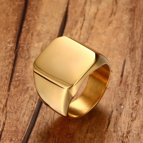 Vnox ¿ Bague Décontractée Pour Hommes, Anneau Rouge En Pierre Cz, Top Carré En Acier Inoxydable, Couleur Or, Alliance Masculine Quotidienne, Taille De Bijoux