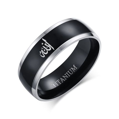 Vnox ¿ Bague Noire 8mm Aum Om Pour Homme, Titane Décontracté, Accessoires Masculins Simples, Bijoux Religieux