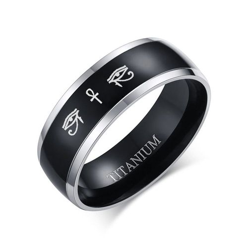 Vnox ¿ Bague Noire 8mm Aum Om Pour Homme, Titane Décontracté, Accessoires Masculins Simples, Bijoux Religieux