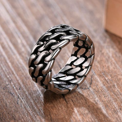 Vnox-Bague Vintage En Acier Inoxydable Pour Homme, Bague De Doigt Rétro, Bague Creuse En Métal Noir, Bague Punk Cubaine Pour Touristes, 10mm