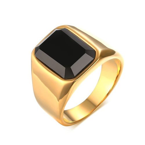 Vnox ¿ Bague Décontractée Pour Hommes, Anneau Rouge En Pierre Cz, Top Carré En Acier Inoxydable, Couleur Or, Alliance Masculine Quotidienne, Taille De Bijoux