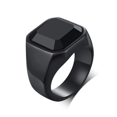 Vnox 12.5mm Chevalière Pour Hommes, Bracelet De Doigt Noir En Acier Inoxydable À Dessus Carré, Bagues Gothiques Punk Rock Boy