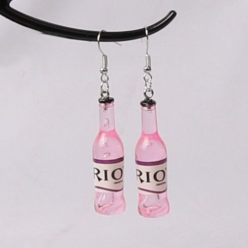 Mini Boucles D'oreilles Pendantes En Résine Pour Femmes, Simulation Créative De Bouteille De Cocktail, Mini, Vin Rouge, Vente En Gros, Bijoux