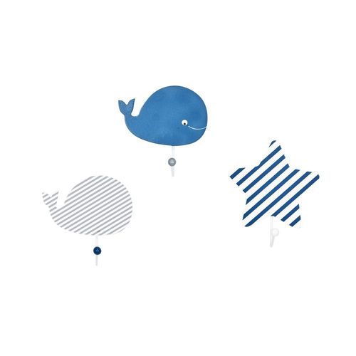 3 Patères Blue baleine - Blanc - Gris Clair