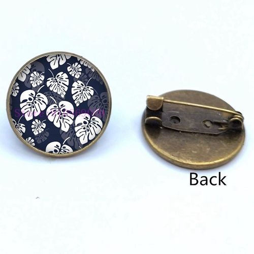 Broche En Verre, Plante Verte Tropicale, Feuilles Mignonnes, Photo Cabochon, Cadeaux Pour Femmes