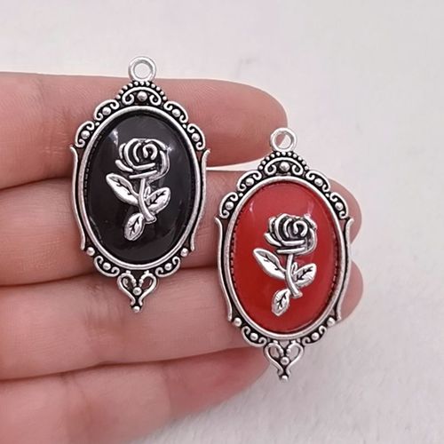 Breloques Gothiques En Forme De Camée Rose, Plaqué Argent, Pendentif De Sorcière D'halloween, Adapté Aux Bijoux De Direction, 4 Pièces