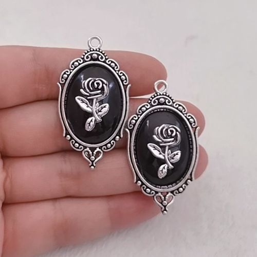 Breloques Gothiques En Forme De Camée Rose, Plaqué Argent, Pendentif De Sorcière D'halloween, Adapté Aux Bijoux De Direction, 4 Pièces