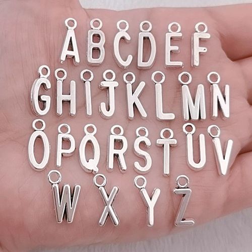 26pcs Alphabet Pmota-Z Lettres Charmes Antique Argent Document Personnalisé Pendentif Exécutif Diy Fait À La Main Tibétain Trouver Des Bijoux