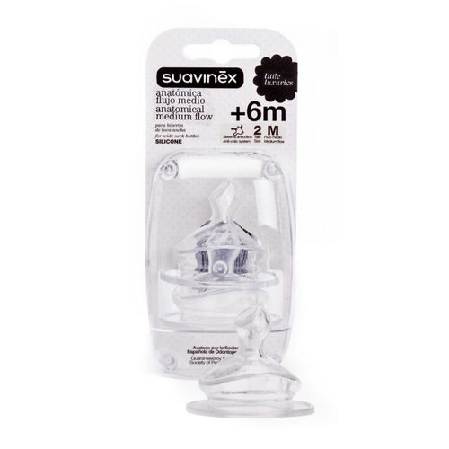 2 Tétine Physio Debit Moyen Silicone +6m