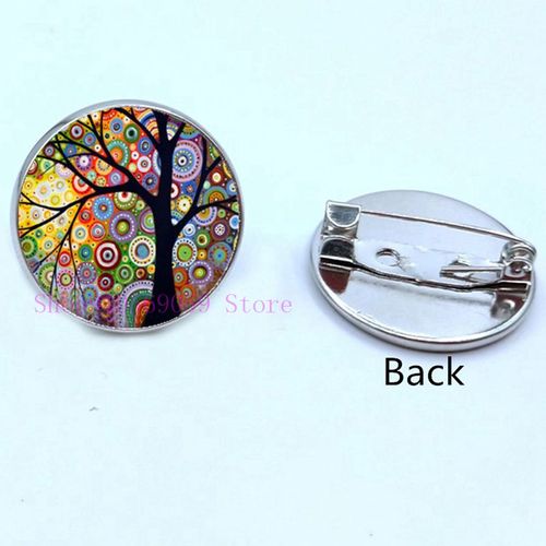 Broche De Peinture À L'huile Maison Colorée Et Arbre En Verre, Broches De Cabochon De Dessin Animé, Mignonnes Et Abstraites, Cadeaux Pour Femmes