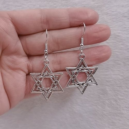 Boucles D'oreilles Pentagramme Transparent, Rouge/Vert/Fruit, Larme De Verre Noir, Bijoux D'halloween, Boucle Hexagonale, Pendentif, Cadeau
