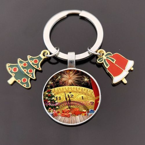 Porte-Clés Pendentif De Noël En Verre, Arbre De Noël, Cadeau De Nouvel An