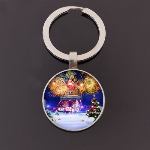 Porte-Clés Pendentif De Noël En Verre, Arbre De Noël, Cadeau De Nouvel An