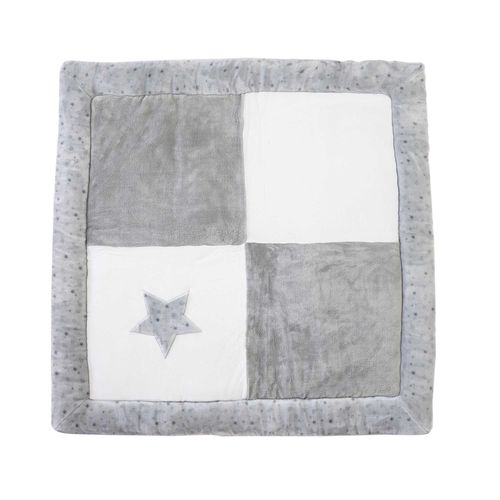 Tapis De Parc Antiderapant Indoor - Imprime Etoiles Grises - 100x100 Cm