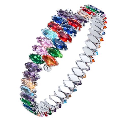 Vnox-Bracelet De Tennis En Pierre Cz Aaa Bling Pour Femme, Bracelet De Manchette En Métal Document Doré, Bracelet Coloré Pour Les Vacances D'été, 8mm