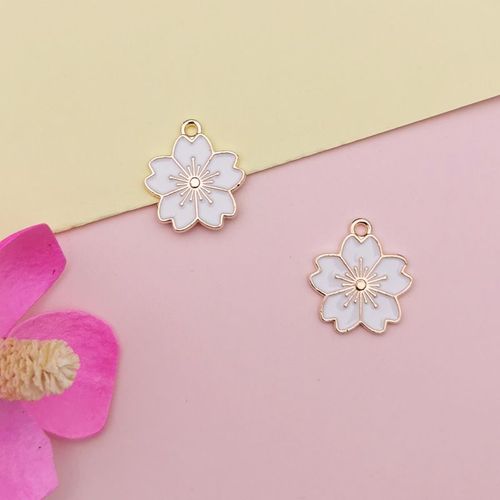 Pendentif En Alliage De Fleur À Cinq Pétales Pour Femmes, 5 Pièces, En Émail, Ton Or, Violet, Accessoires De Collier, Boucle D'oreille, Bricolage