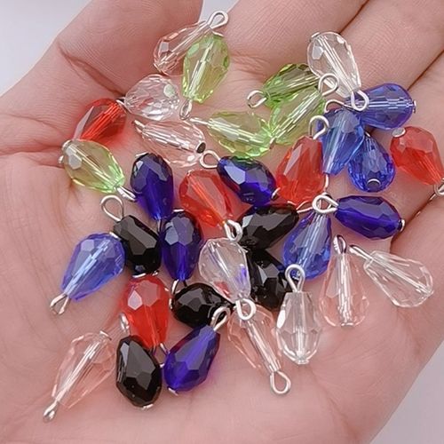Accessoires En Pierre De Cristal, Lot De 5 Pièces, 12x8 Mm, Noir, Rouge, Bracelets, Colliers, Boucles D'oreilles, Accessoires De Bijoux Faits À La Main