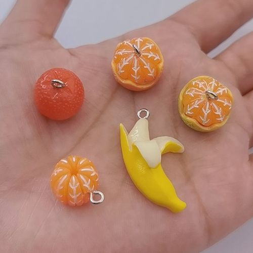 Porte-Clés En Forme De Pomme 3d, 5 Pièces, Breloques En Résine, En Noyau De Fruit, Pendentifs De Bracelet, Accessoires Alimentaires Pour La Fabrication De Bijoux