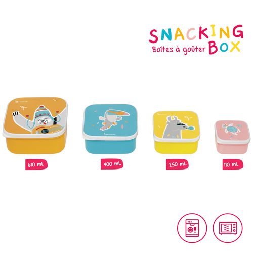 4 Boîtes À Goûter Empilables Snacking - 610ml/400ml/250ml/110ml