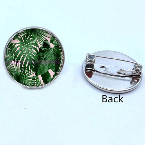 Broche En Verre, Feuilles Tropicales Vertes, Plante Verte Tropicale, Cabochon, Cadeaux Pour Hommes Et Femmes