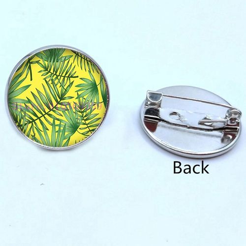 Broche En Verre, Feuilles Tropicales Vertes, Plante Verte Tropicale, Cabochon, Cadeaux Pour Hommes Et Femmes