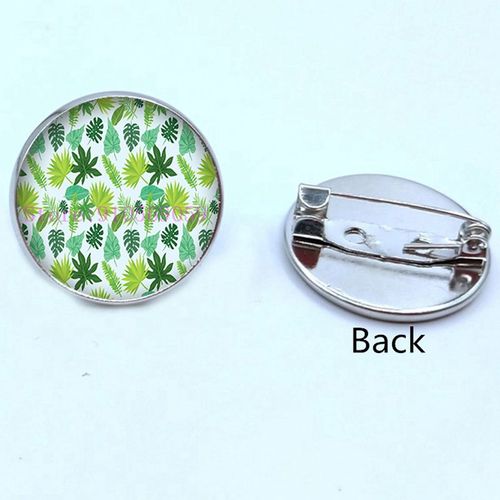Broche En Verre, Feuilles Tropicales Vertes, Plante Verte Tropicale, Cabochon, Cadeaux Pour Hommes Et Femmes