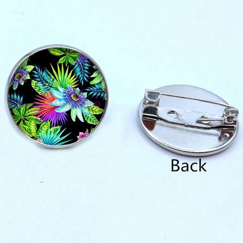 Broche En Verre, Feuilles Tropicales Vertes, Plante Verte Tropicale, Cabochon, Cadeaux Pour Hommes Et Femmes