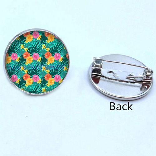 Broche En Verre, Feuilles Tropicales Vertes, Plante Verte Tropicale, Cabochon, Cadeaux Pour Hommes Et Femmes