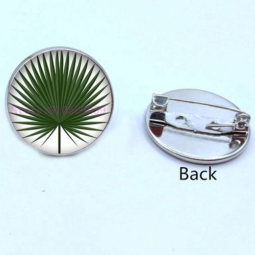 Broche En Verre, Feuilles Tropicales Vertes, Plante Verte Tropicale, Cabochon, Cadeaux Pour Hommes Et Femmes