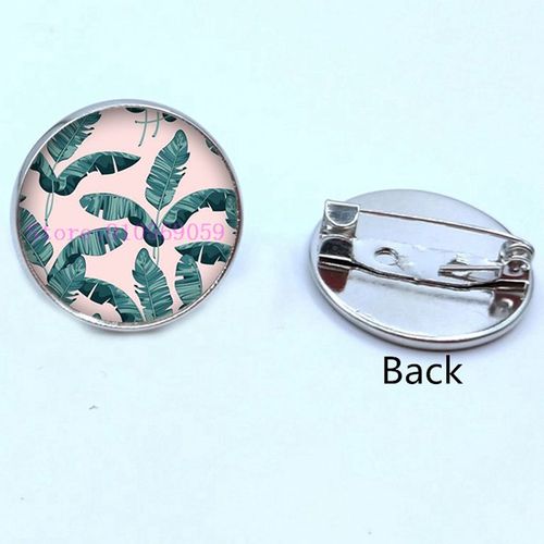 Broche En Verre, Feuilles Tropicales Vertes, Plante Verte Tropicale, Cabochon, Cadeaux Pour Hommes Et Femmes