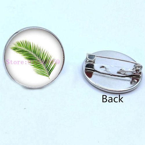 Broche En Verre, Feuilles Tropicales Vertes, Plante Verte Tropicale, Cabochon, Cadeaux Pour Hommes Et Femmes